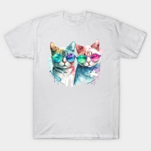 t-shirt cat water colors for valentine's day T-Shirt